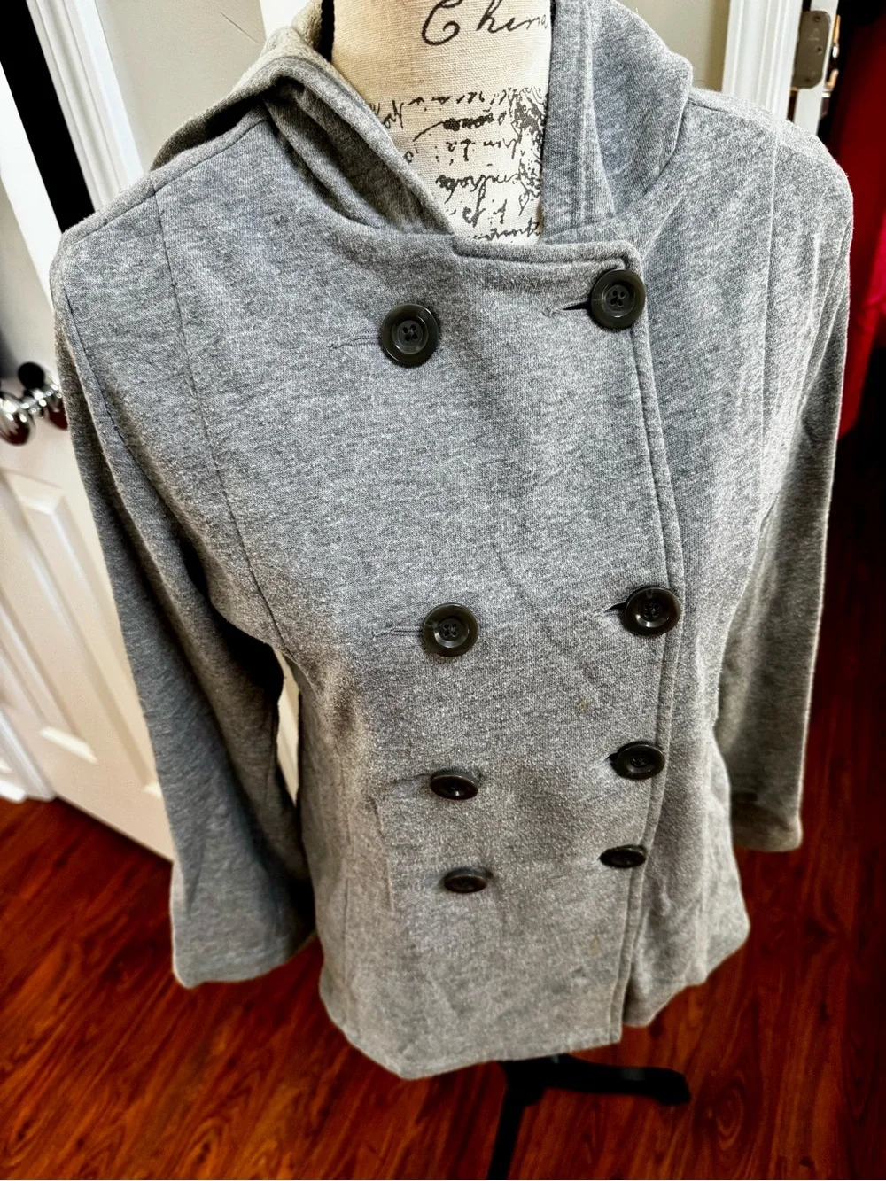 Old Navy Hooded Peacoat Knit Double-Breasted Lightweight but Cozy